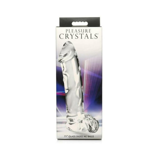 Pleasure Crystals 7.1 In. Glass Dildo With Balls - SexToy.com