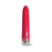 Compact red 4-inch multi-speed vibrator with clear base for easy control on a white background.