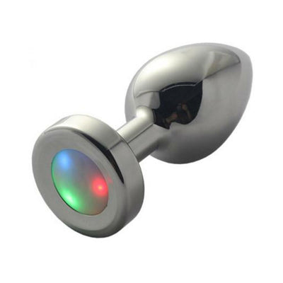 3-Setting LED Light-Up Metal Anal Plug Silver Small 3-Setting LED Light-Up Metal Anal Plug Silver Small