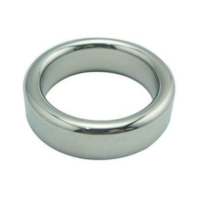 Heavy polished stainless steel ring with a smooth, rounded design for intimate wear.