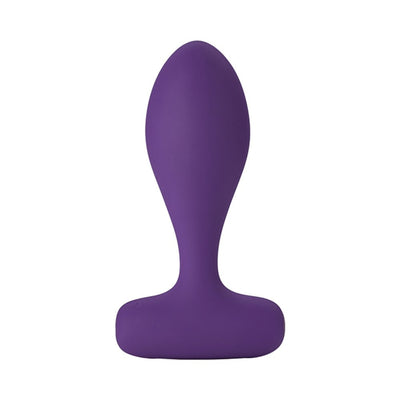 Purple silicone Femme Funn PLUA plug with smooth, tapered shape and wide base for comfort and safety.