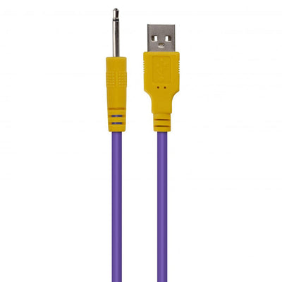 Purple USB charging cable with yellow connectors for PMV20 Toneg-spot Vibrator.