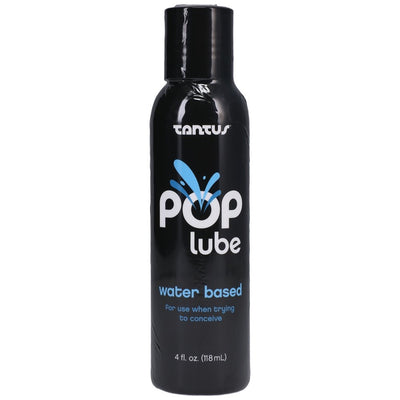 Bottle of POP Lube by TANTUS water-based lubricant designed for use when trying to conceive, 4 fl oz size.