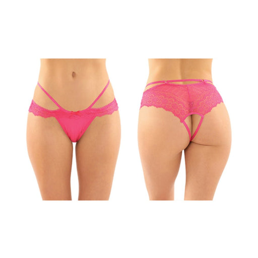 Posey Strappy Lace And Microfiber Crotchless Panty 6-pack L/xl Pink - SexToy.com