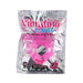 Pink butterfly-shaped vibrating silicone ring in silver foil packaging labeled Vibrating E-Ring.