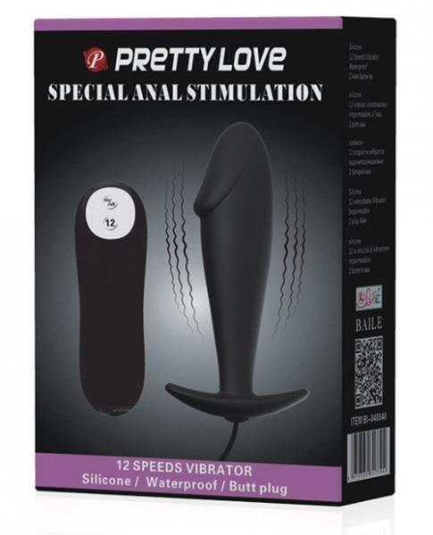 Pretty Love Vibrating Penis Shaped Butt Plug Black | SexToy.com