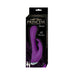 Purple dual stimulator massager with 10 functions in black packaging featuring USB charging icon.