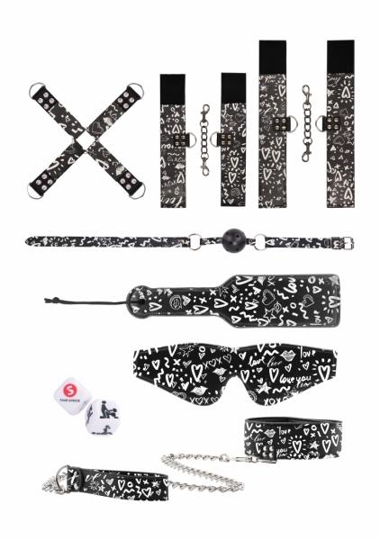Printed Bondage Kit - Love Street Art Fashion - Black | SexToy.com