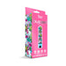 Bright pink box packaging for Prints Charming Buzzed rechargeable bullet vibrator with colorful cannabis-themed design.