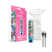 Prints Charming Buzzed rechargeable bullet vibrator with colorful cannabis print, USB cable, and white storage pouch.