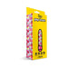 Bright yellow box packaging for Prints Charming Pop Tease 5-inch mini vibe with colorful pop art design and product icons.