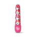Pink 5-inch mini vibrator with colorful pop art lips and "Kiss Me!" text design, compact and discreet.