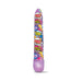 Purple vibrator with colorful comic-style print featuring words like "Boink" and "Hanky Panky" and a smooth rounded tip.