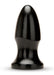Smooth black bullet-shaped plug with tapered tip and flared base for safe and comfortable use.