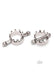 Pair of silver magnetic nipple clamps with crown-shaped design and smooth rounded ends on a white background.