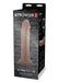 Packaging of Prowler Red Ultra Cock 9 Caramel realistic dildo with suction cup against a brick wall background.