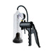 Pump Worx Max Precision Power Pump in black with clear vacuum cylinder, pressure gauge, and pistol grip handle.