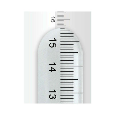Close-up of clear acrylic cylinder with metric measurement markings on the Pump Worx Mega Vac Power Pump.