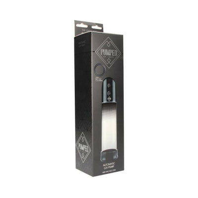 Black and gray packaging box of Pumped Automatic Luv Pump featuring product image and branding details.