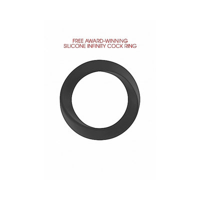 Black silicone infinity ring with smooth finish, included free with Pumped Classic XL Extender Pump.