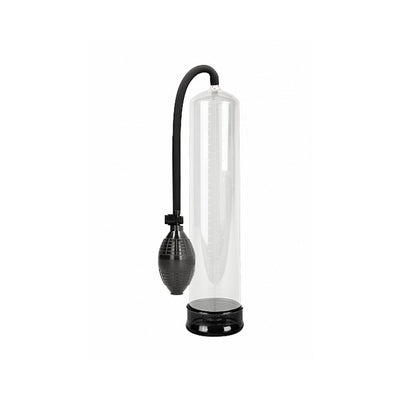 Transparent XL vacuum pump with black hand-held squeeze bulb and flexible hose for controlled pressure.