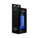 Pumped Comfort Beginner Pump packaging showing a blue vacuum pump with trigger grip and hose on a black geometric background.