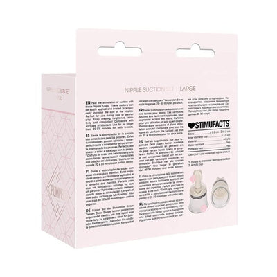 Packaging box of Pumped large nipple suction set in rose with product details and usage instructions.