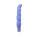Purple silicone vibrator with spiral texture and curved tip designed for targeted stimulation.