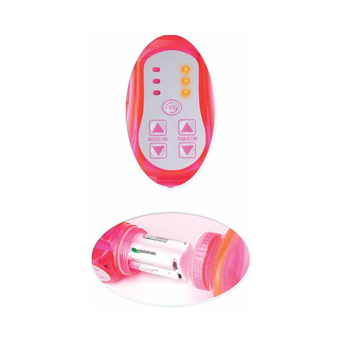 Rabbit Pearl Waterproof Deluxe Rotating Wall Bangers Pink - SexToy.com
