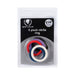 Pack of five Spartacus nitrile rings in assorted colors, 1.25 inches diameter, displayed in clear retail packaging.