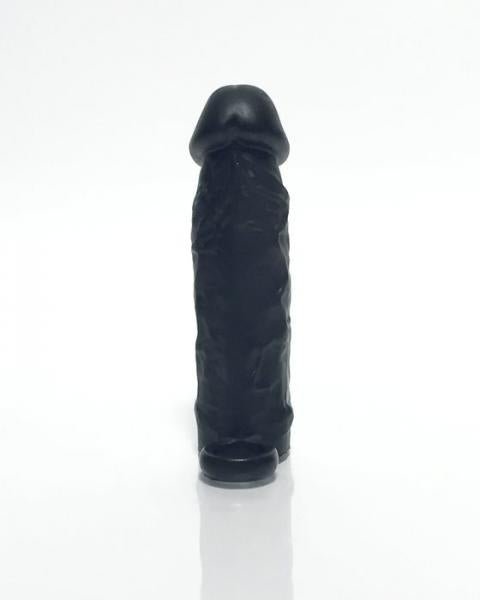 Black silicone stretch extender with textured surface and integrated ring base for enhanced fit and comfort.