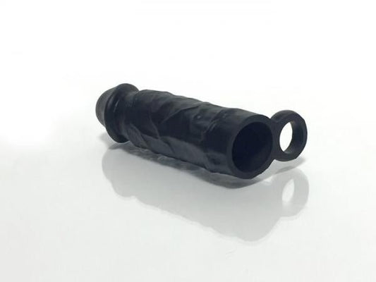Black stretchable silicone extender with integrated ring, designed for size enhancement and secure fit.