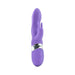 Purple silicone rabbit vibrator with dual motors, ergonomic design, and control buttons on the handle.