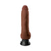 Realistic dark brown vibrator with textured shaft and suction-cup base for hands-free use.