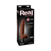 Packaging box of Real Feel Deluxe No. 5 realistic vibrator with suction cup base in brown color.