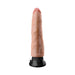 Beige 7-inch realistic vibrator with textured shaft and black suction cup base on white background.