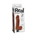 Packaging box of Real Feel Lifelike Toyz No.2 brown vibrator with product features and image on white background.