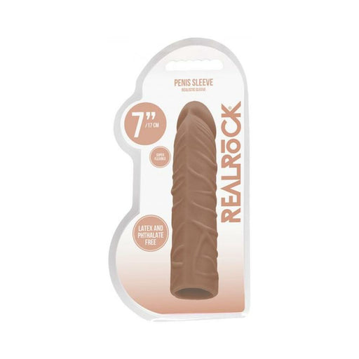 Real Rock Penis Extender - 7" - 17.5 Cm - Mocha | SexToy.com