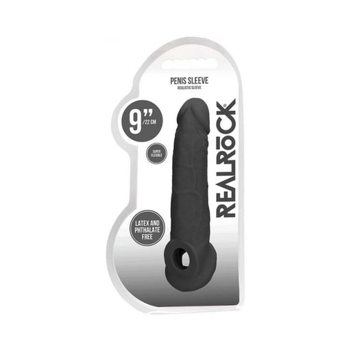 Real Rock Penis Extender With Rings - 9" - 22 Cm - Chocolate | SexToy.com