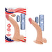 8-inch flexible curved flesh-tone dong with suction base and remote control, displayed with packaging.