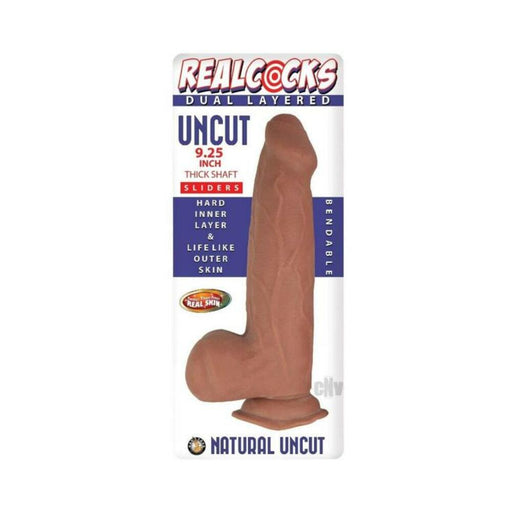 Realcocks Dual Layered Uncut Slider Thick Shaft 9.25 In. Brown | SexToy.com