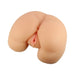 Life-sized realistic vibrating masturbator in natural skin tone with dual entry design.