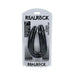 Realrock 7-inch black U-shaped double dildo in clear retail packaging with product details visible.