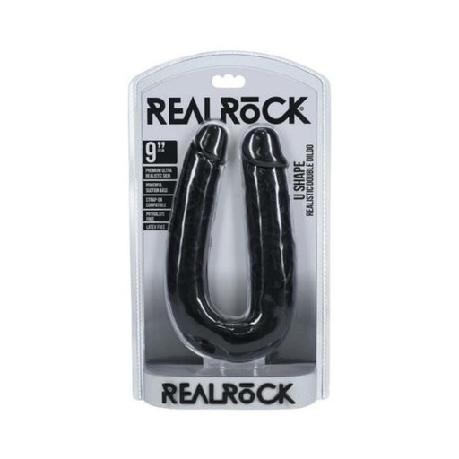 Realrock 9 In. U-shaped Double Dildo Black - SexToy.com