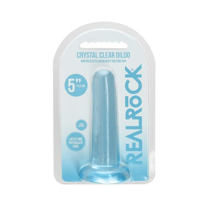 Realrock Crystal Clear Non-realistic Dildo With Suction Cup 5.3 In.  Blue | SexToy.com
