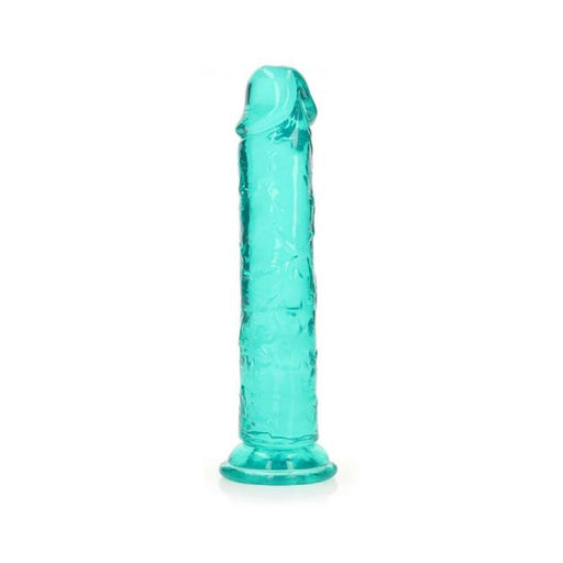 Realrock Crystal Clear Straight 7 In. Dildo Without Balls Turquoise | SexToy.com