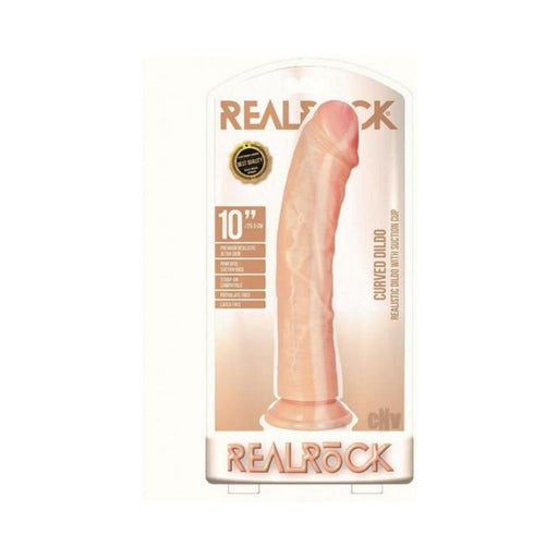 Realrock Curved Realistic Dildo With Suction Cup 10 In. Light | SexToy.com