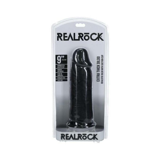 Realrock Extra Thick 9 In. Dildo Black - SexToy.com