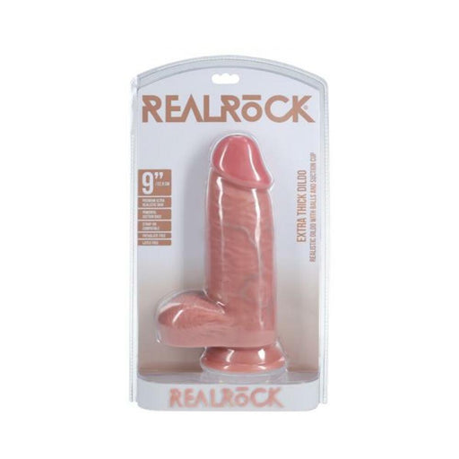 Realrock Extra Thick 9 In. Dildo With Balls Beige - SexToy.com