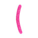 Bright pink glow-in-the-dark dual-ended flexible dildo with realistic texture and curved design.